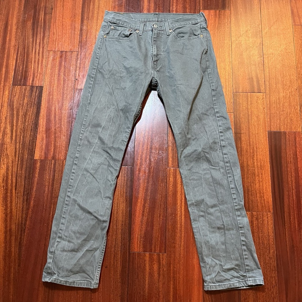 Levis Jeans Mens 33x32 (33x31) Gray 505 Regular Straight Cut Workwear Casual